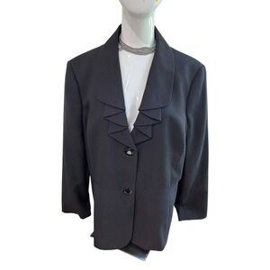 Le Suit NWT English Garden Blazer / Black Pants Pant Suit‎  2 PC Set Sz 18 Read